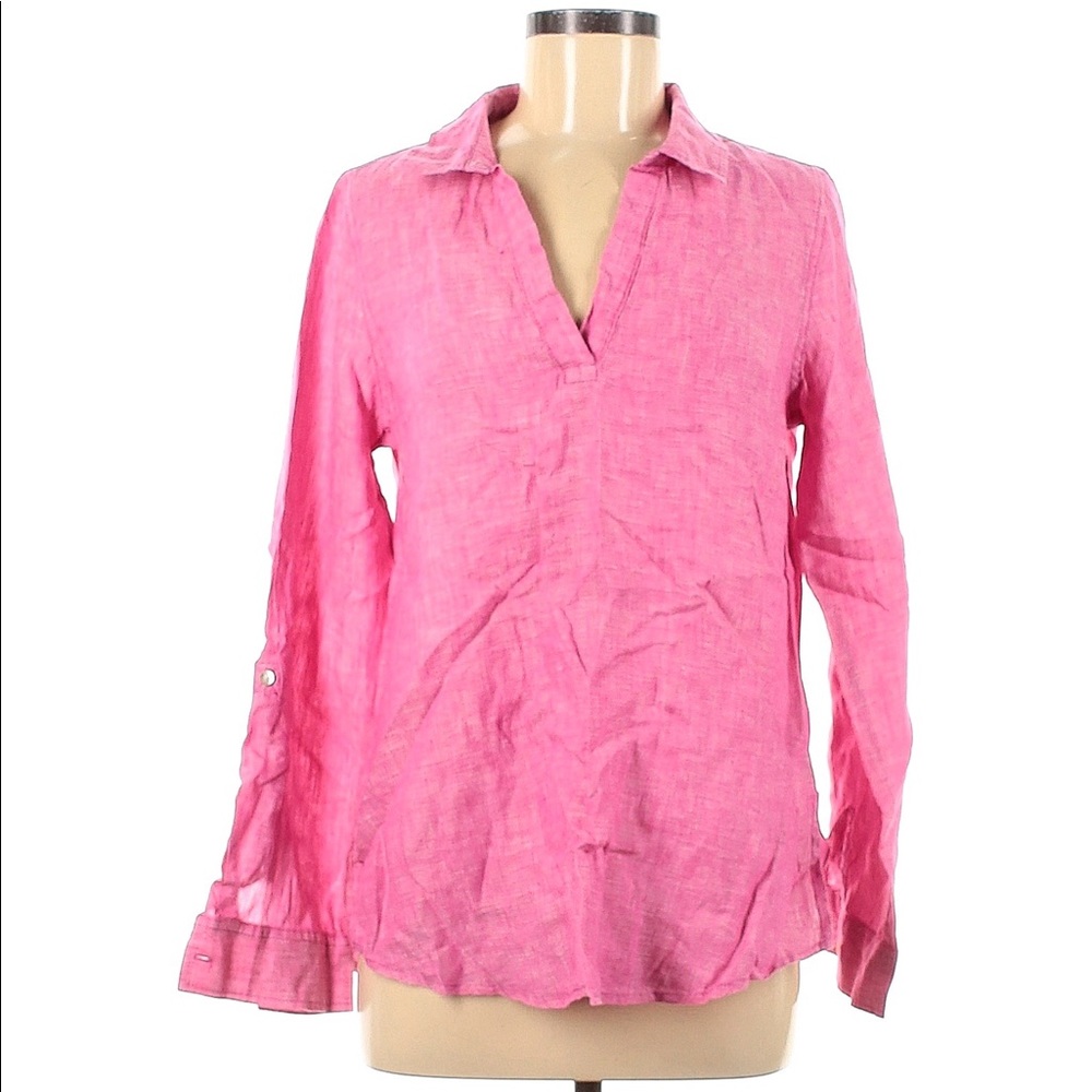 pink 100% linen top